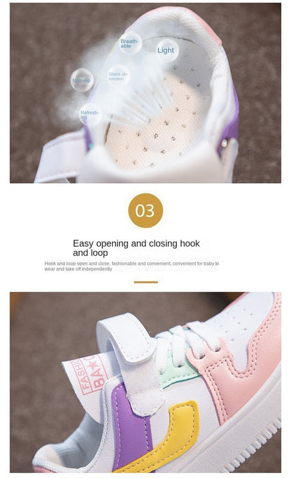 Children's Sneakers Kids Fashion Design White Non-slip Casual Shoes Boys Girls Hook Breathable Sneakers Toddler Outdoor Shoes