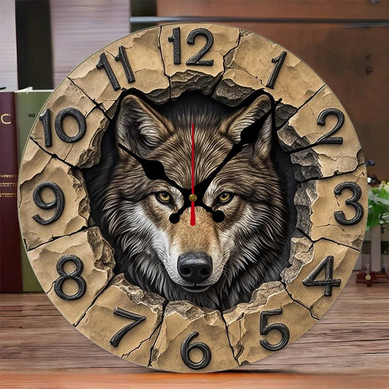 Wilderness And Animals Wooden Round Silent Hanging Wall Clock,Suitable For Living Room,Office,Study Room,Bedroom,Home Decoration