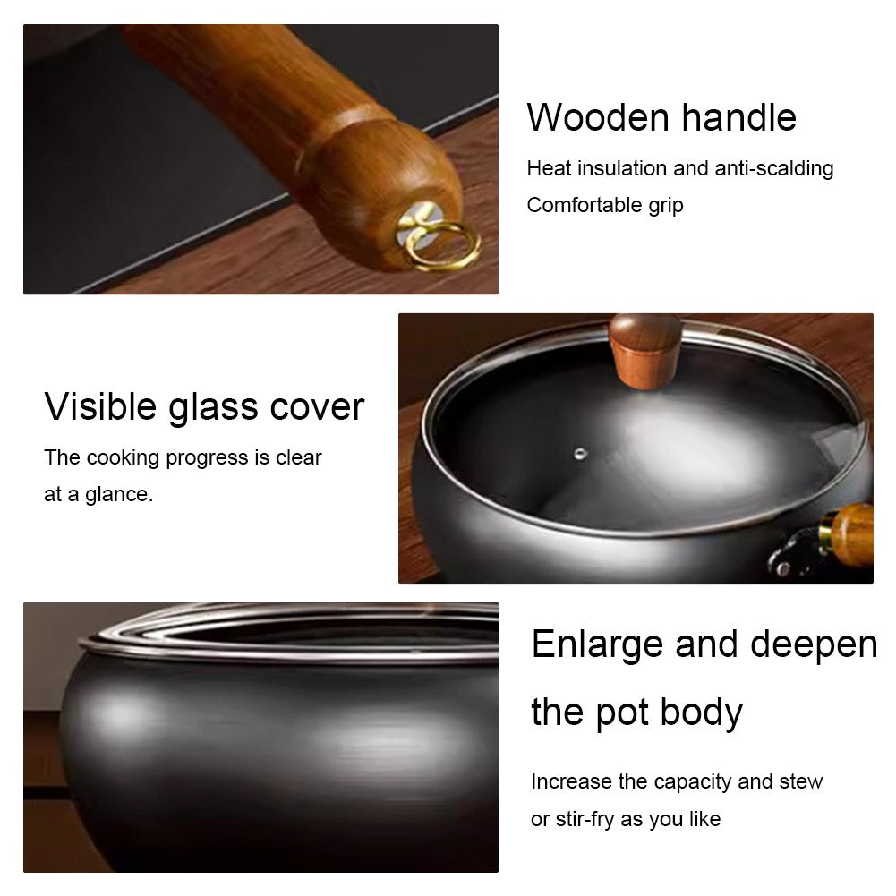 20/24CM Household Stir Fry Stew Pot Big Belly Pot Uncoated And Non Stick Household Stir Fry Pot For Hiking Camping Universal Pan