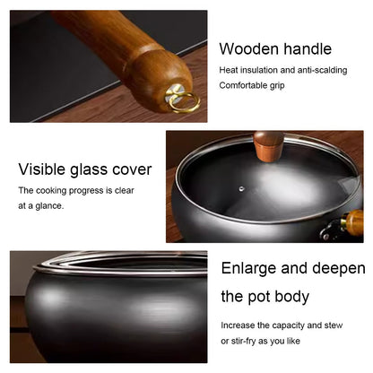 20/24CM Household Stir Fry Stew Pot Big Belly Pot Uncoated And Non Stick Household Stir Fry Pot For Hiking Camping Universal Pan