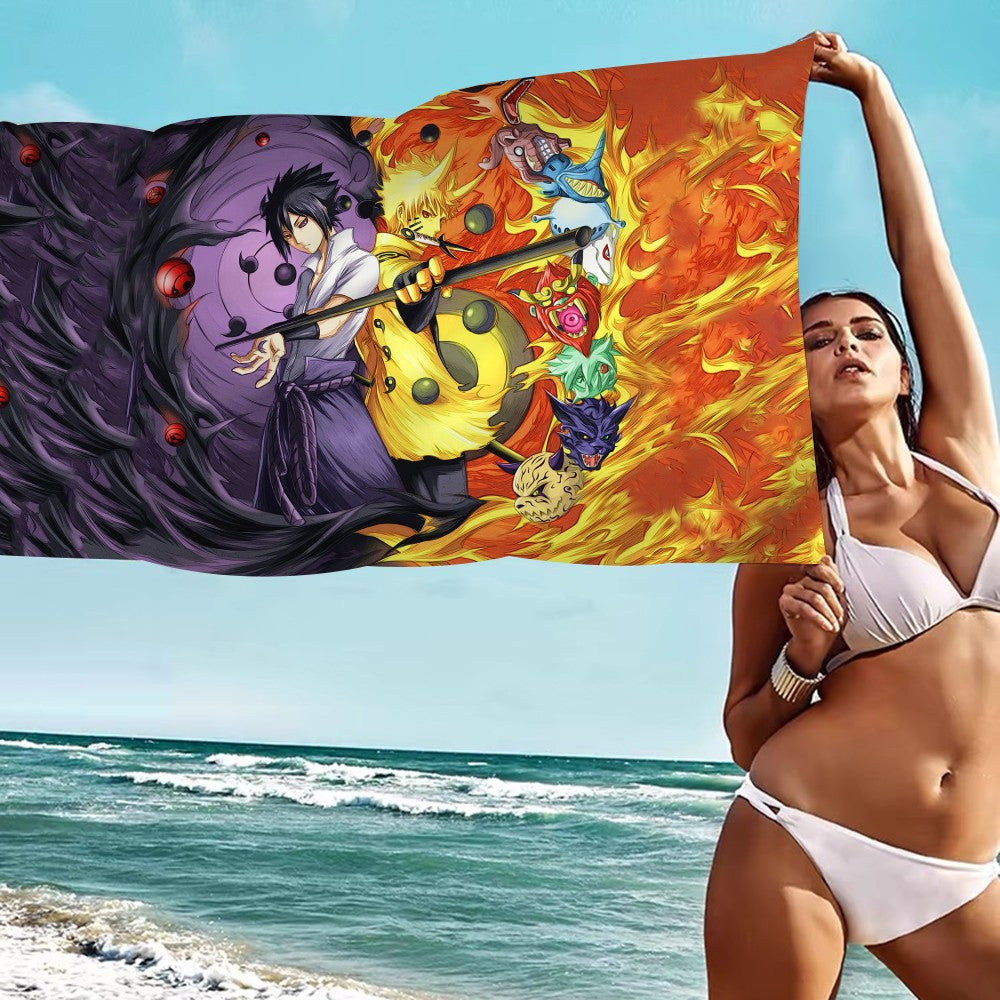 N-Naruto A-Akatsuki Anime Beach Swimming Towel Soft Absorbent Washcloth Children's Gifts for Kids Travel Camping Gym
