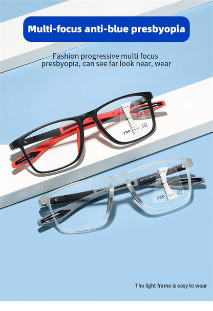 TR90 Anti-blue Light Multifocal Reading Glasses Men Women Progressive Near Far Eyewear Ultralight Sports Farsight Eyeglasses