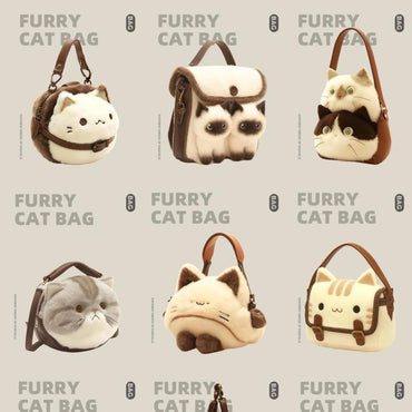 Fashion Furry Plush Kitten Handbag High Appearance Level Soft Cat Clutch Bag Adorable Crossbody Bag Girl's Gift