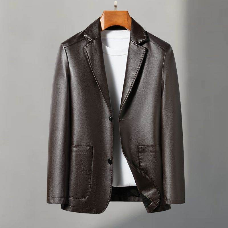 Casual leather suits, genuine leather jackets, men's leather jackets, sheepskin, slimming, large sizes for autumn and winter