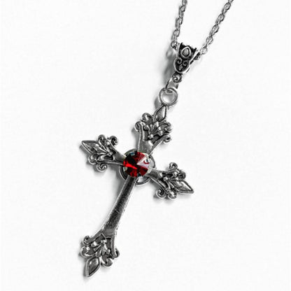 Colares com Pingente Grande de Cruz Punk Cristal para Mulheres Homens Gótico Corrente Clavicular Cruz Irregular Coleção Outono/Inverno Joias