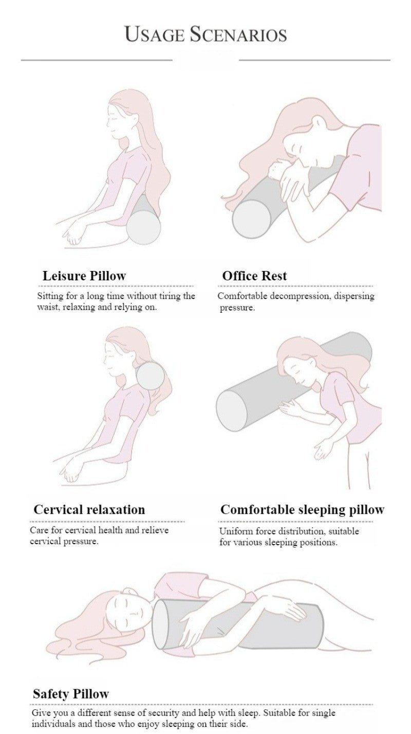 1PC Removable Cylindrical Soft Long Pillow Neck Bolster Pillow Roll Headrest Corduroy Comfortable Pillow Case Cushion with Cover