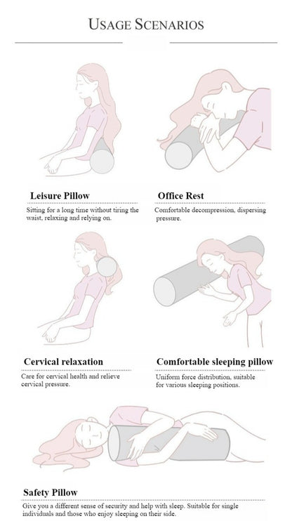 1PC Removable Cylindrical Soft Long Pillow Neck Bolster Pillow Roll Headrest Corduroy Comfortable Pillow Case Cushion with Cover