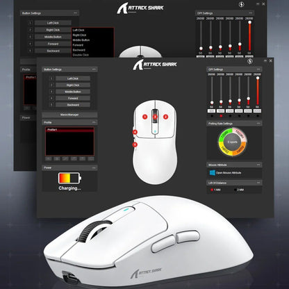 Mouse Gamer Sem Fio Attack Shark X3 49g Ultraleve Sensor PAW3395 26K DPI Tri-Mode Macro Programável RGB para PC/Mac