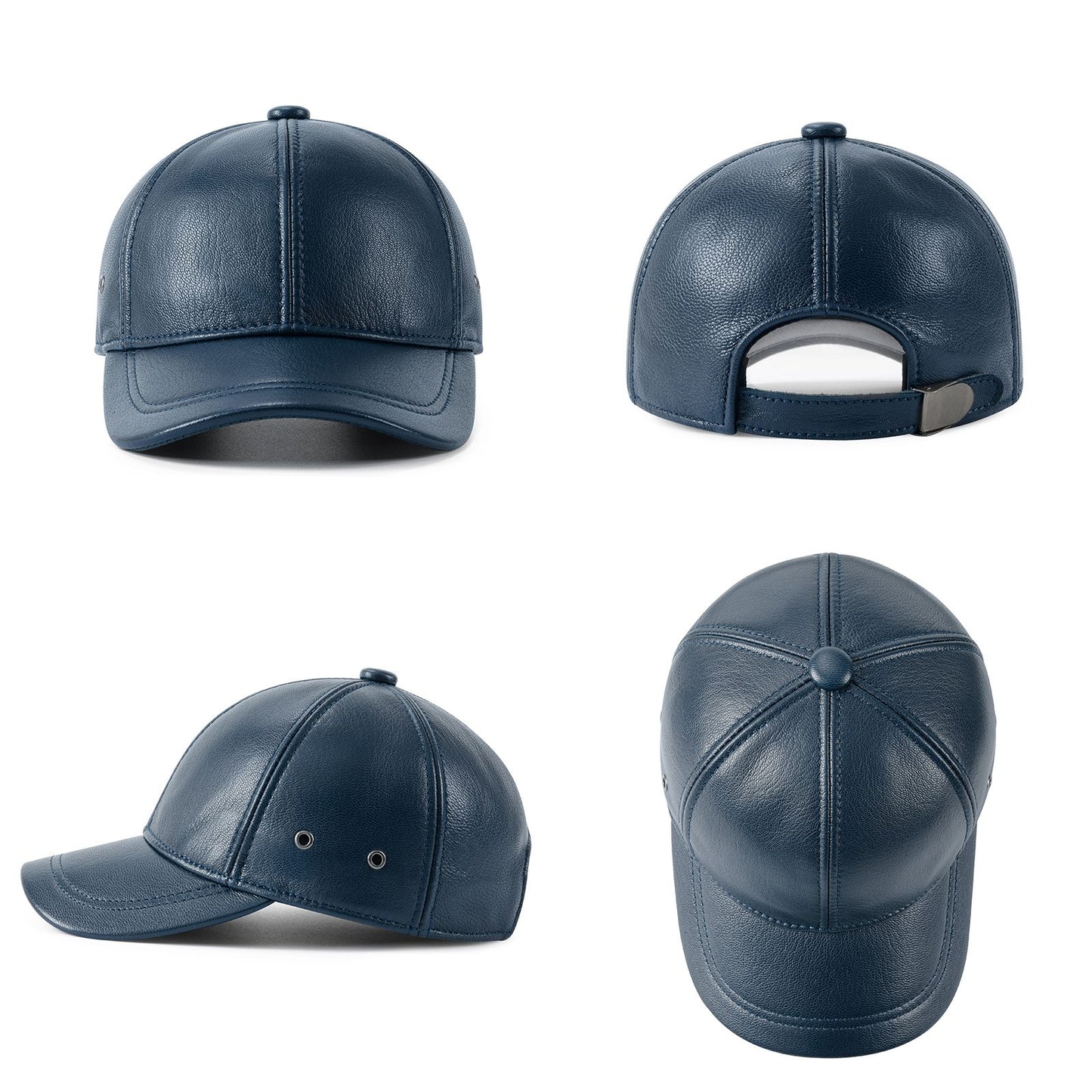 FEINION Men's Adjustable Baseball Cap Winter Driving Hunting Fishing Hat Genuine Leather Ivy Fashion Beret Flat Cap.