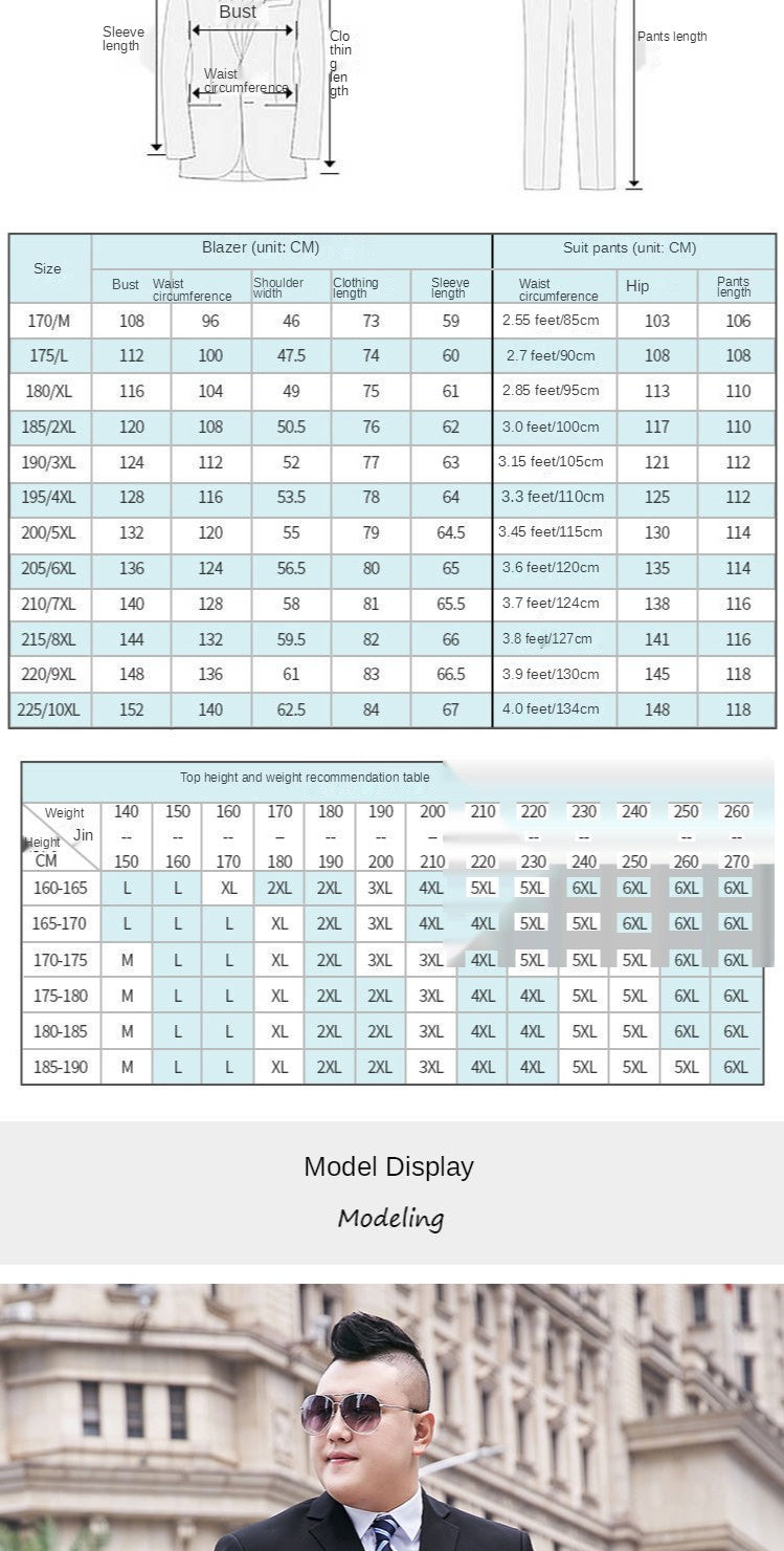 Fat Brother Big Size Pants Men's Suits Formal Business Dress Fashion Leisure Occupation 2 Piece Set Blazer Wedding Jackets S-9XL