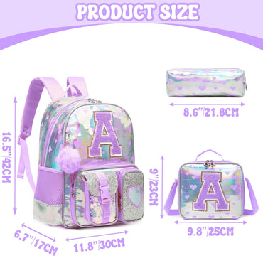 Backpack for Girls Love Printed Letter Backpack for Primary School Back to School?The size and font of the letters are random?