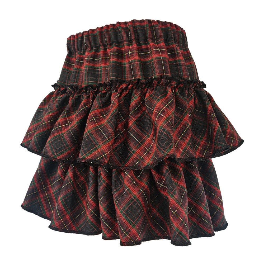 Pink Skirt Japanese College Style Youth Girl Plaid Skirt Female High Waist Slim Lolita Cosplay Y2k Skirt Goth Skirt