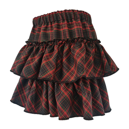 Pink Skirt Japanese College Style Youth Girl Plaid Skirt Female High Waist Slim Lolita Cosplay Y2k Skirt Goth Skirt