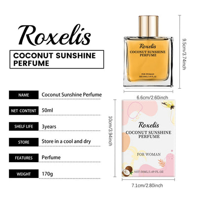 Roxelis Light Vanilla Coconut Perfume Fresh Light Fragrance Lasting Elegant Charming Women Fragrance Convenient Fresh Perfume