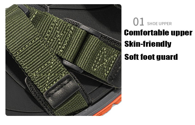 Flat Sandals Summer Mens Breathable Holidays Beach Shoes Open-Toe Outdoor Casual Travel Hiking Sandials