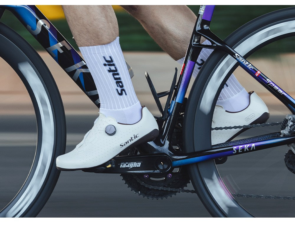 Santic Carbon Fiber Road Bike Shoes Professional Cycling for Men Racing SPD Cleats Road Cycling Lock Shoes WZS24043