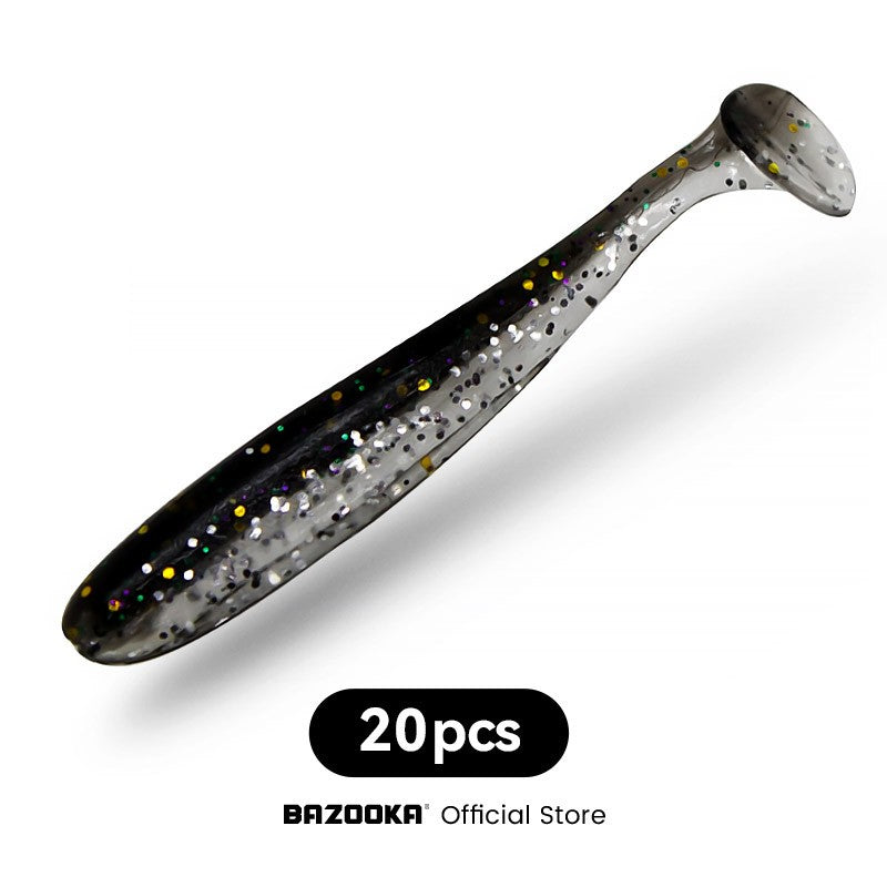 Bazooka Shad Worm Pesca Isca Artificial Macia Grande Silicone 90 100mm Isca Cauda T Easy Shiner Wobbler Swimbait Pesca Truta Lúcio Baixo Inverno