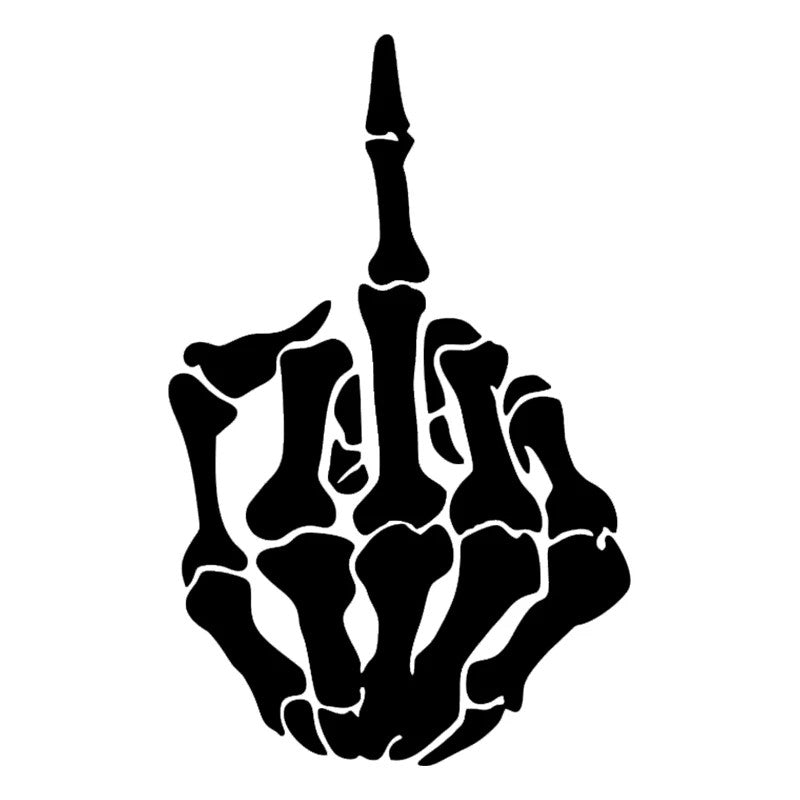 Skull Skeleton Bone Middle Finger Flipping Off Vinyl Decal Car Sticker Waterproof Auto Decors for Bumper Rear Window