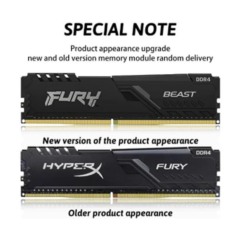 HyperX Fury 8GB 16GB 32GB DDR4 3600MHz 3200MHz 2666MHz 2400MHz 2133MHz DRAM CL18 CL16 1.35V DIMM 288pin