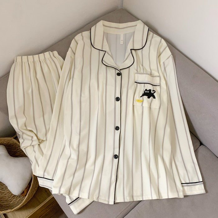 Cartoon Dog Letter Plaid Print Pajama Sets for Women Plus Size Sweet Cute Harajuku Style 2PC Set Sleepwear Autumn New Homewear