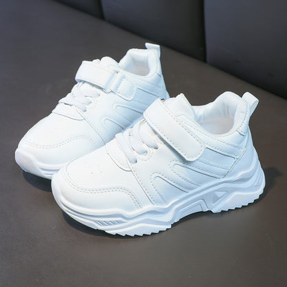 Spring Kids White Sneakers Leisure Chunky Concise Fashion Boys Girls Sport Shoes 26-37 Running All-match Children Trainers
