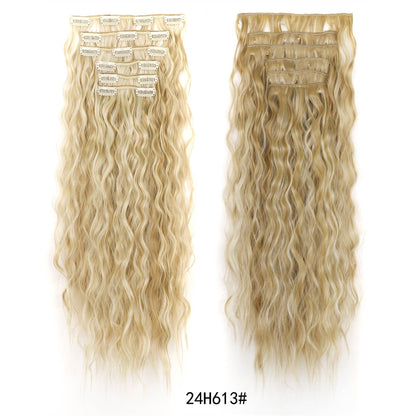 Wig clip hair extensions Cabelo comprido liso extensões de fibra química sintética invisível Conjunto de seis peças de 16 grampos de cabelo