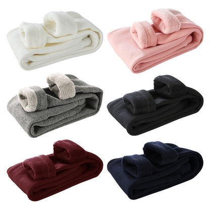 Girls Fleece-Lined Thermal Leggings Children Winter Thickened Warm Comfortable Outdoor Pants Kids Solid Color Casual Bottoms