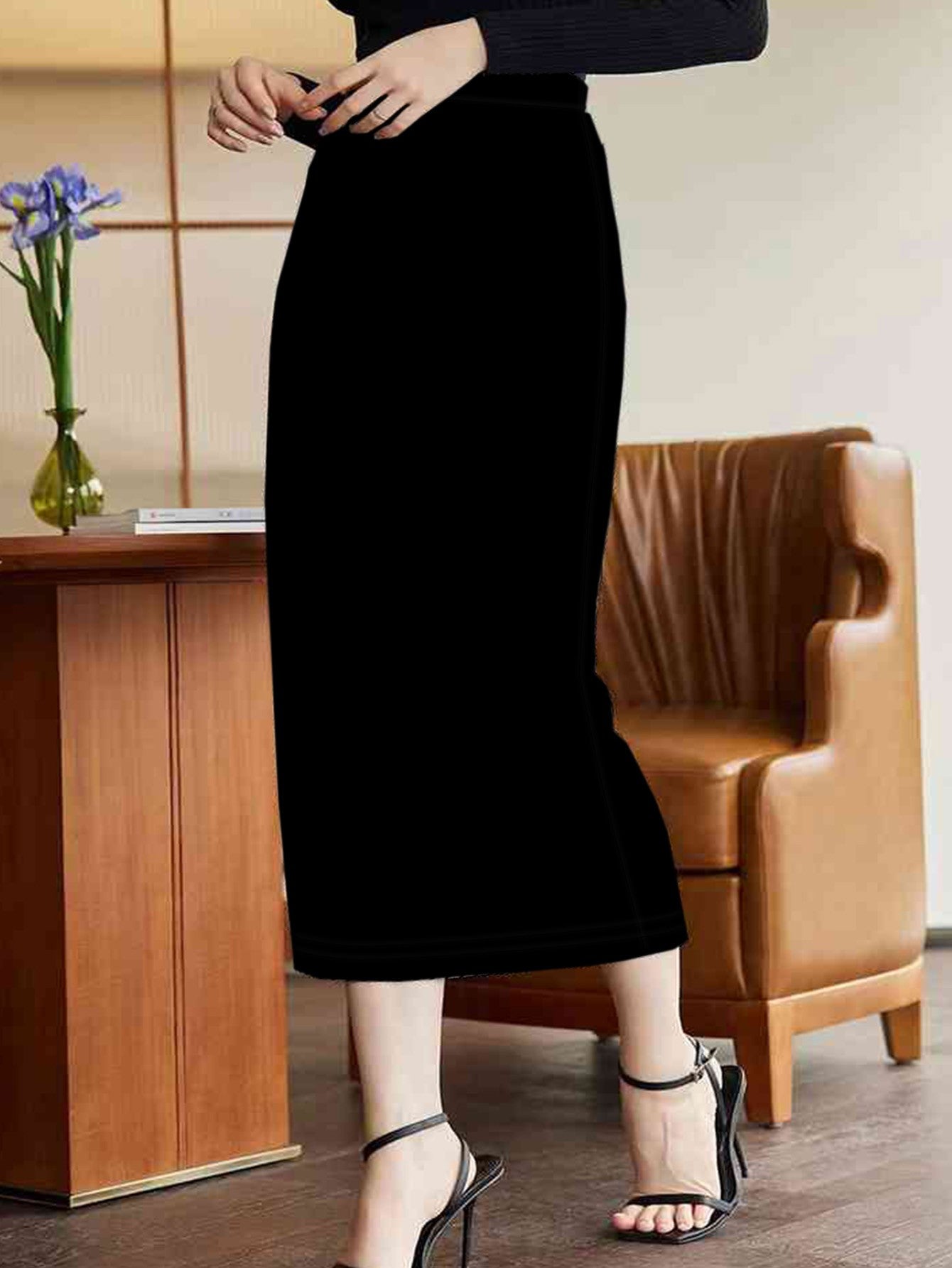 Spring and summer new plus size women's fashion temperament wind slit design solid color half-body skirt