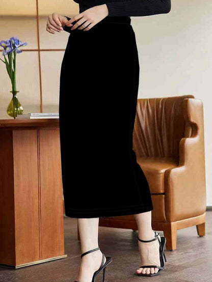 Spring and summer new plus size women's fashion temperament wind slit design solid color half-body skirt
