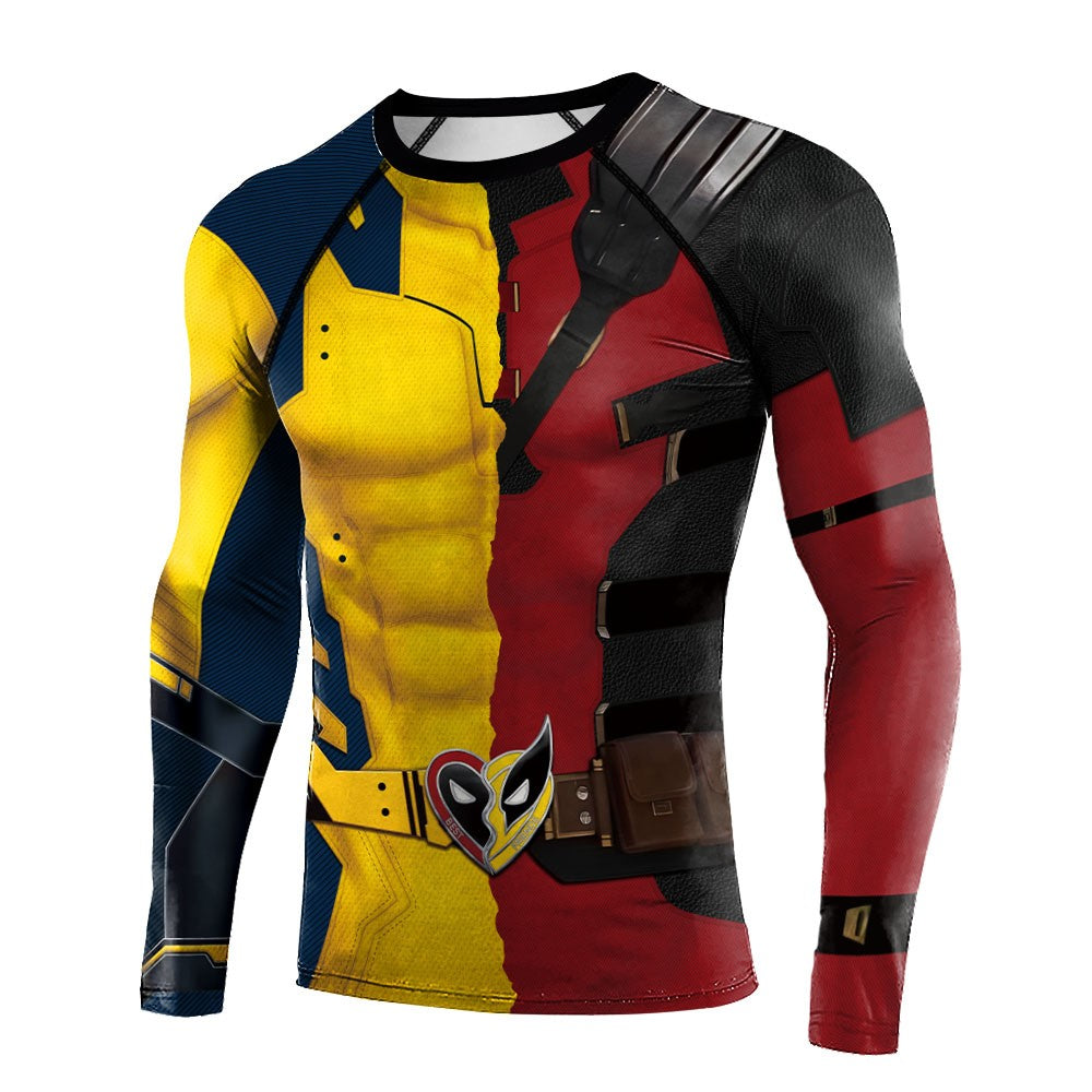 Halloween T-Shirt Red Shirt Men Tanks Halloween Cosplay Costume Hero Long Sleeved Tees Tanks Men Top Carnival Party Outfit