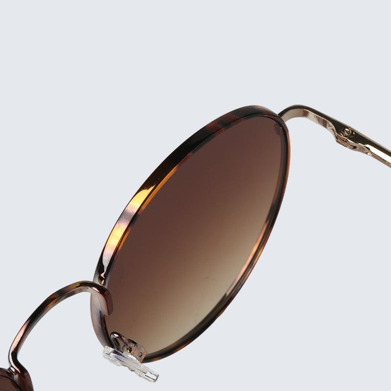 Óculos de Sol Femininos Modernos com Armação Redonda de Metal Polarizados de Grife da Moda UV400