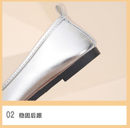 Elegant Girls Shoes Metal Colored Princess Casual Flats Soft Mary Jane Shoe Children Gold Silver Classic Ballet Flats Shoe 26-37