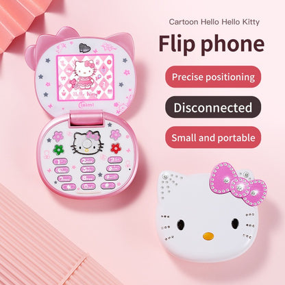 2024 Novo Telefone Dobrável Kawaii Sanrio Hello Kitty Desenho Animado Fofo Infantil Branco Rosa Mini Telefone Presentes de Aniversário Para Crianças Brinquedos Para Meninas