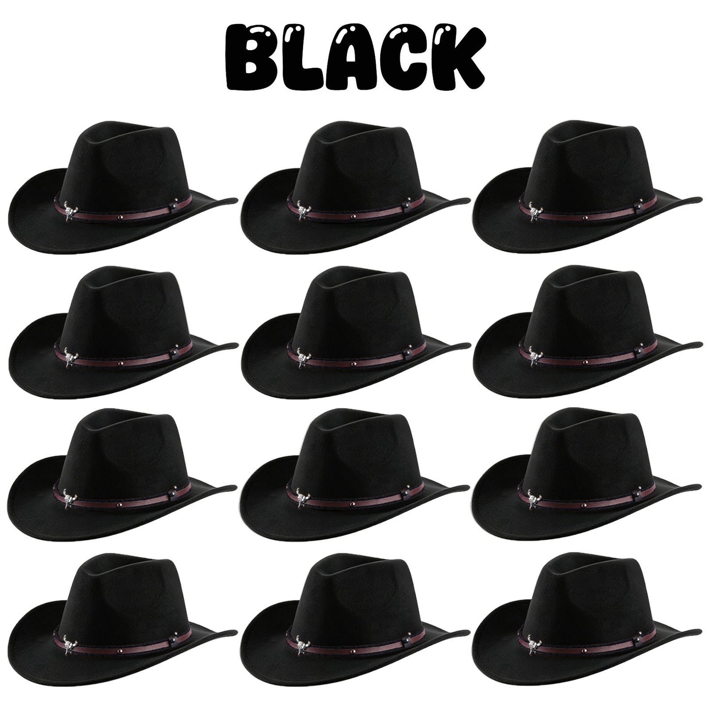4-24Pcs Western Cowboy Hat for Men Women Adjustable Felt Cowgirl Hats Wide Brim Fedoras Hat for Adult Bachelor Party Costume