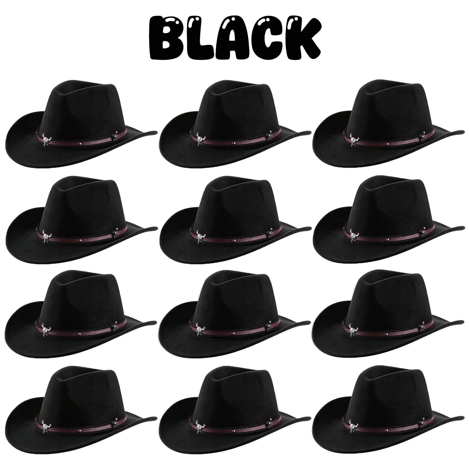 4-24Pcs Western Cowboy Hat for Men Women Adjustable Felt Cowgirl Hats Wide Brim Fedoras Hat for Adult Bachelor Party Costume