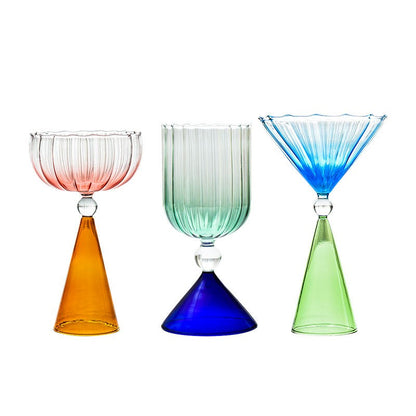 Taças de Coquetel Estilo Onda com Efeito Duas Cores Criativas Verde Azul Âmbar Roxo para Martini Mojito Champagne Margarita