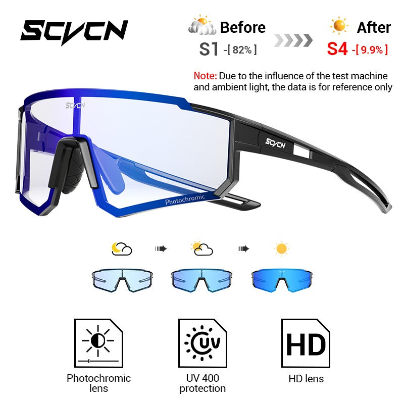 Óculos de Sol Fotocromáticos SCVCN Óculos de Ciclismo para Esportes ao Ar Livre Masculino Feminino MTB Escalada Óculos de Condução para Bicicleta Novo