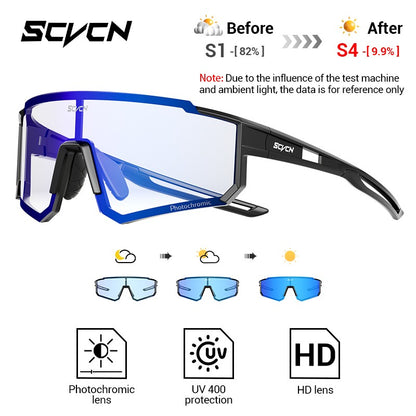 Óculos de Sol Fotocromáticos SCVCN Óculos de Ciclismo para Esportes ao Ar Livre Masculino Feminino MTB Escalada Óculos de Condução para Bicicleta Novo