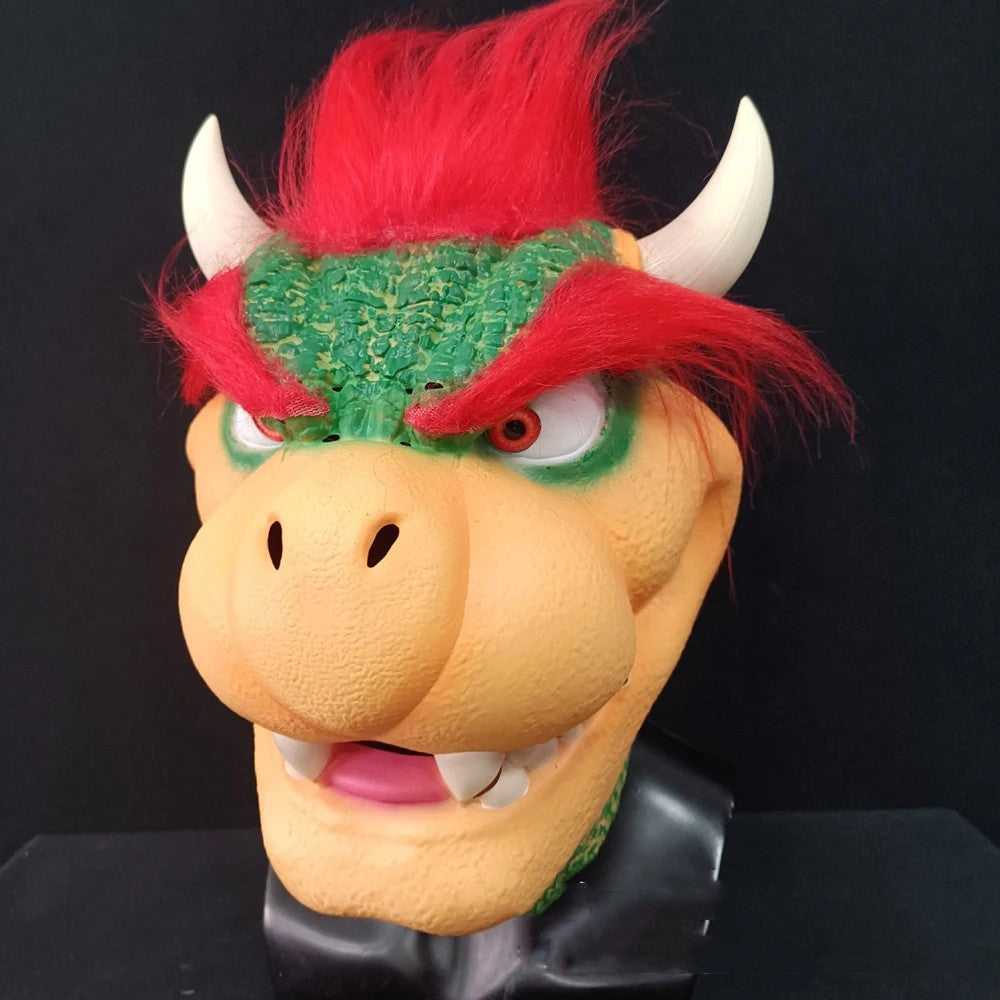 Anime Cartoon Bowser Cosplay Mask and Gloves Costumes Cute Dinosaur Claw Paw Latex Helmet Halloween Party Game Props Accessories