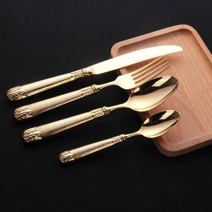 Elnoora Luxury Talheres 18/10 Aço Inoxidável Dourado Conjunto de Talheres Espelho Brilhante Conjunto de Louças Talheres Frete Grátis