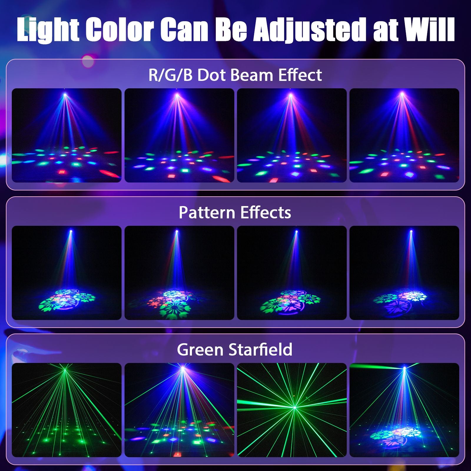 U'King Mini 30W Beam Pattern Moving Head Light RGB DMX Sound Activated Strobe Effect Stage Light for DJ Disco Party Christmas