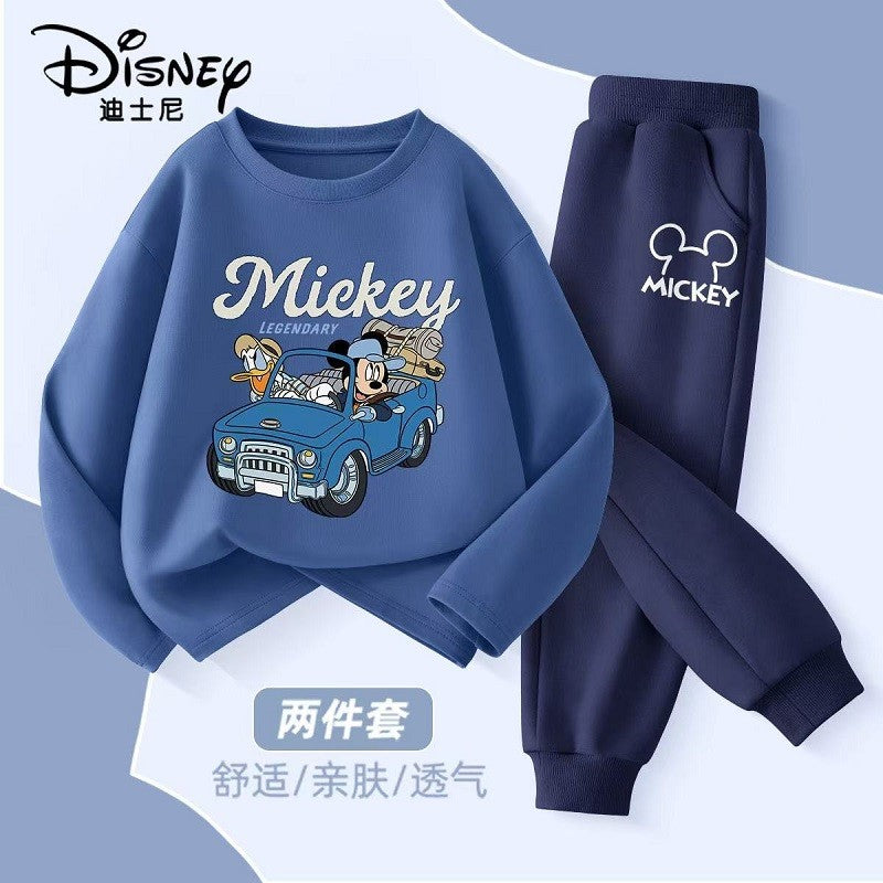 Autumn Baby Girl Boy Clothes Set Children Disney Mickey Printing Sweatshirt Top and Pants Bottom 2 Pcs Suit Cotton Tracksuit