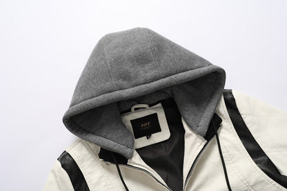 Autumn Winter Bomber Leather Jacket Men Scorpion Embroidery Hooded Jacket PU Leather Motorcycle Mens Ryan Gosling Drive Jacket