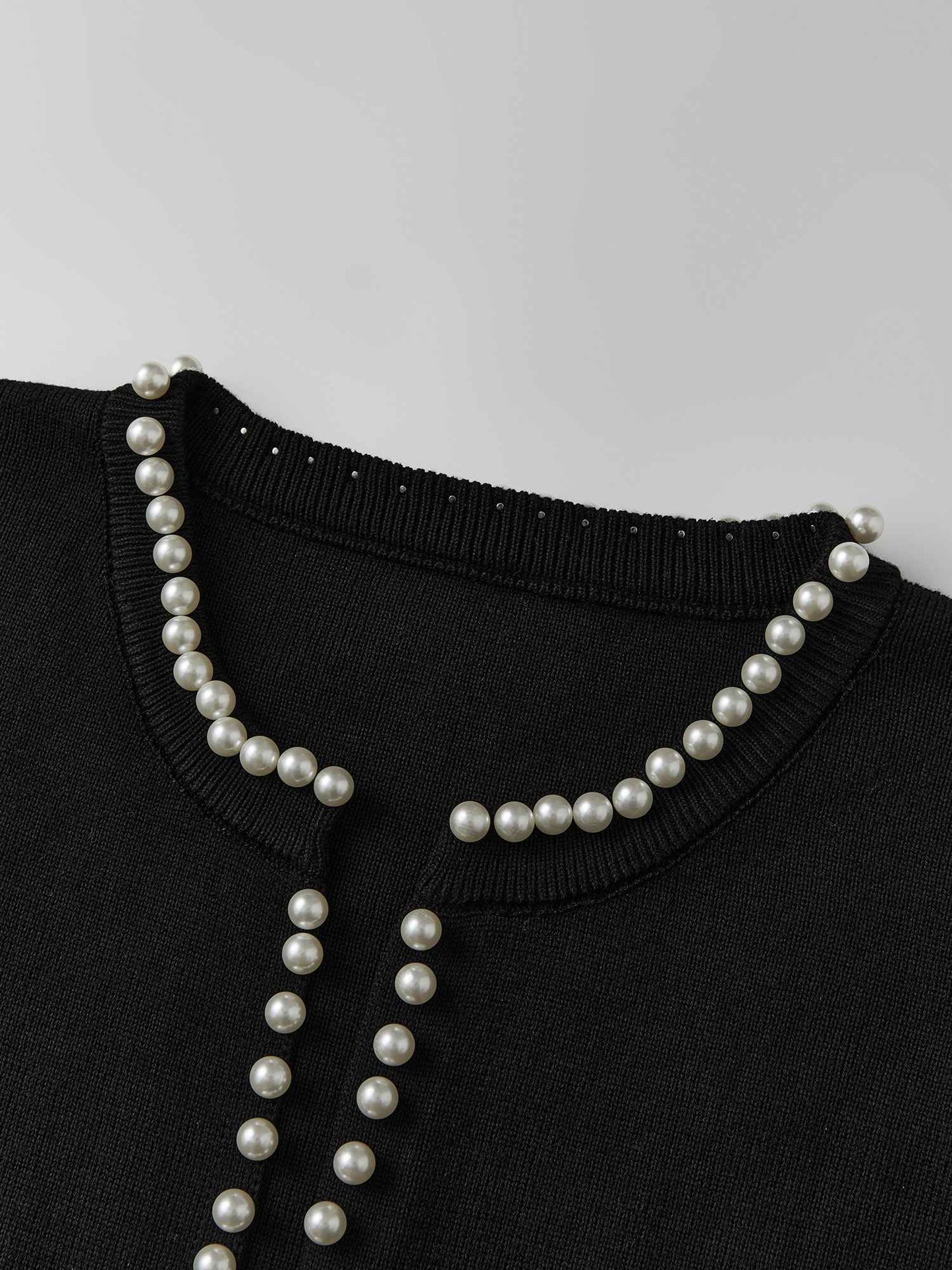 Women s Winter Warm Knitted Cardigan Sweater Coat Long Sleeve Open Front Pearl Embellished Casual Knitwear Pullover