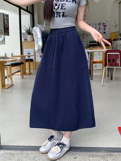Plus Size Skirt Women 2025 Summer New Fashionable High Elastic Waist A Line Skirt Korean Style Casual Long Skirt Woman
