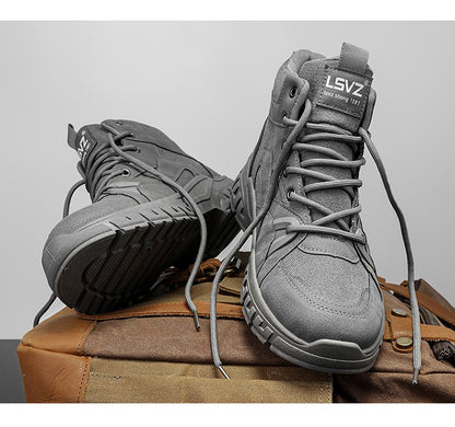 2025 new men's retro high top work boots, anti slip and durable hiking shoes, comfortable tactical desert outdoor men's shoes