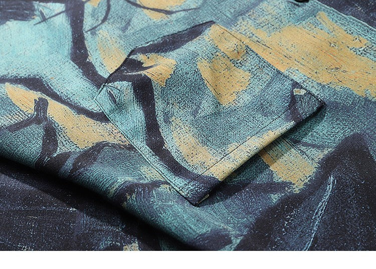 2025 Men Harajuku Hawaiian Shirt Hip Hop Streetwear Butterfly Painting Print Beach Shirt Summer Short Sleeve Aloha Shirt Casual