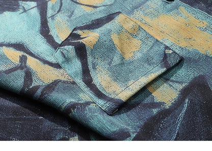 2025 Men Harajuku Hawaiian Shirt Hip Hop Streetwear Butterfly Painting Print Beach Shirt Summer Short Sleeve Aloha Shirt Casual