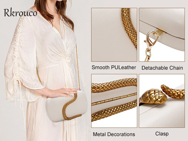 Metal Snake Matching Clutch Bag For Women Highclass Smooth Designer Evening Bags Purses Clutch Party Chain Shoulder Handbags