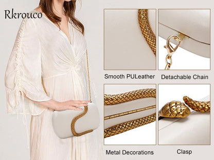 Metal Snake Matching Clutch Bag For Women Highclass Smooth Designer Evening Bags Purses Clutch Party Chain Shoulder Handbags